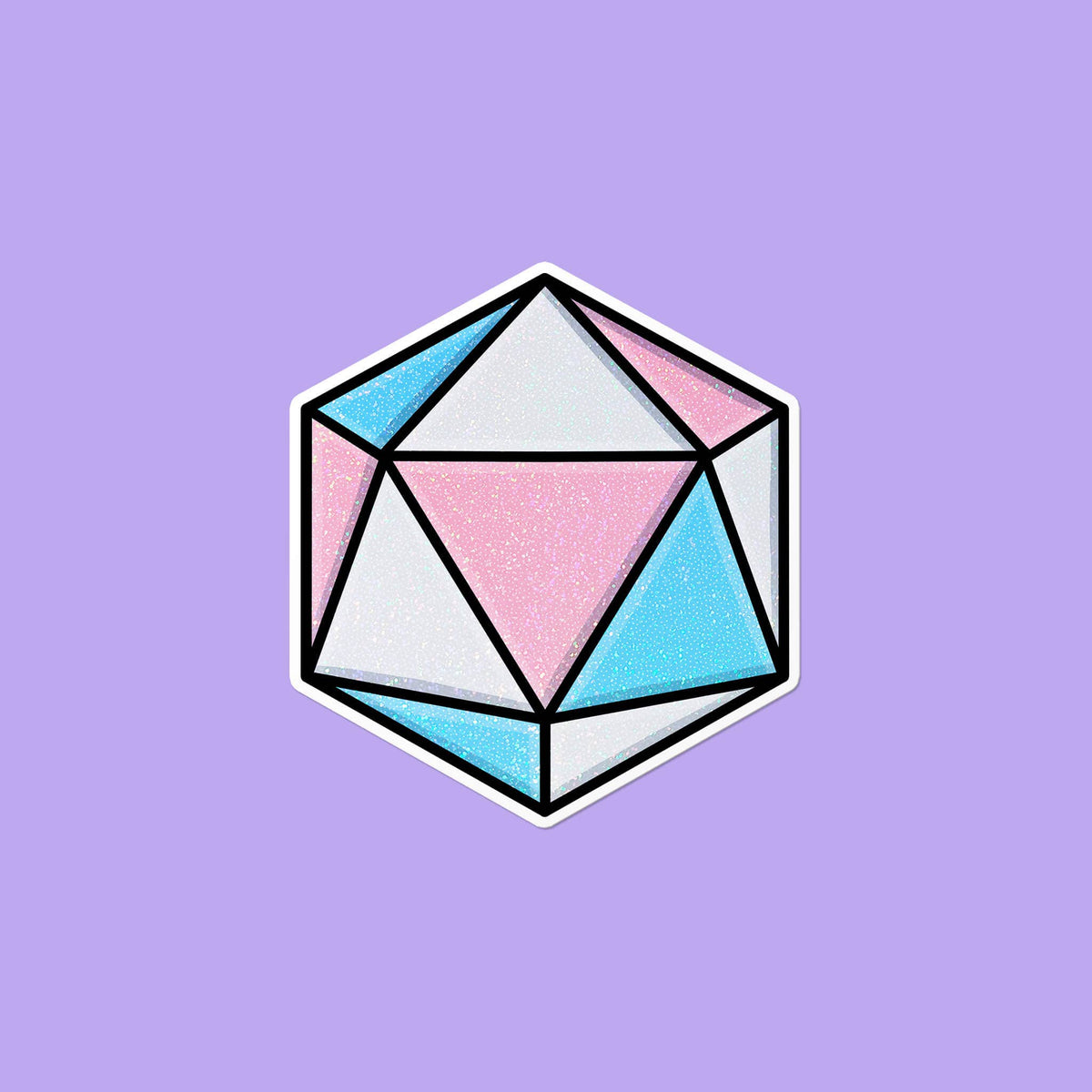 Transgender D20 Würfel | LGBTQ Nerdiger Gamer Holografischer Aufkleber