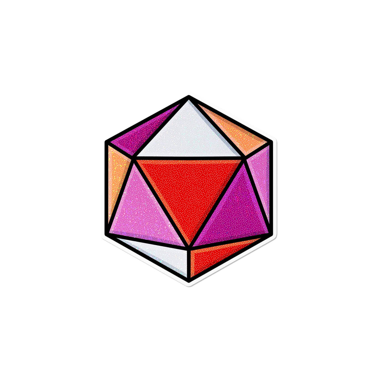 Lesbische D20-Würfel | LGBTQ+ Nerdy Gamer Holografischer Aufkleber