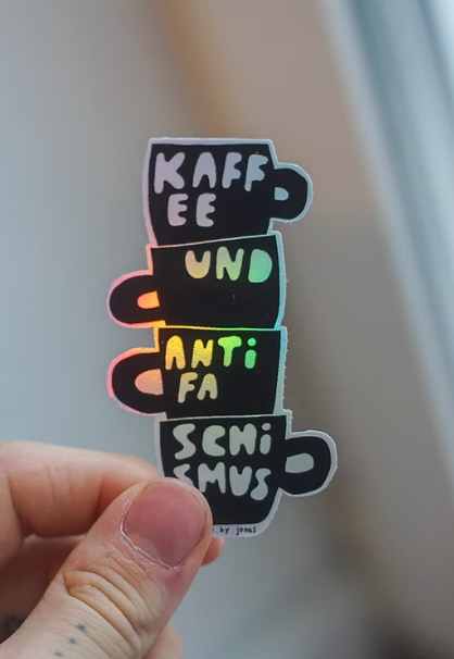 Kaffee und Antifaschismus Holo Sticker