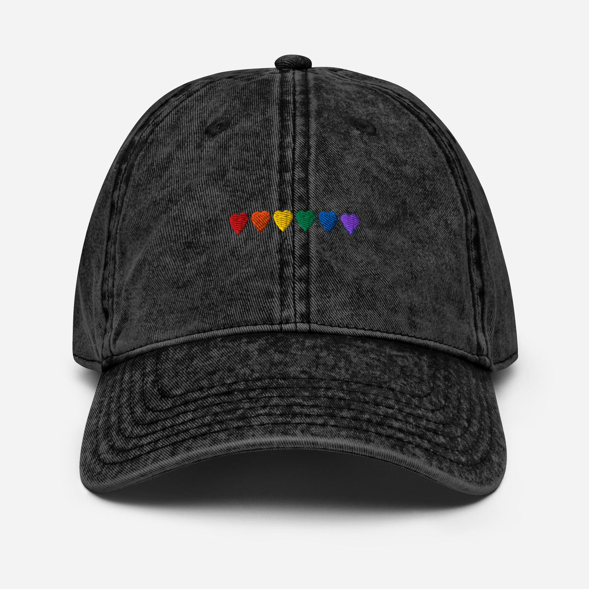 Vintage Rainbow Hearts Cap (bestickt)