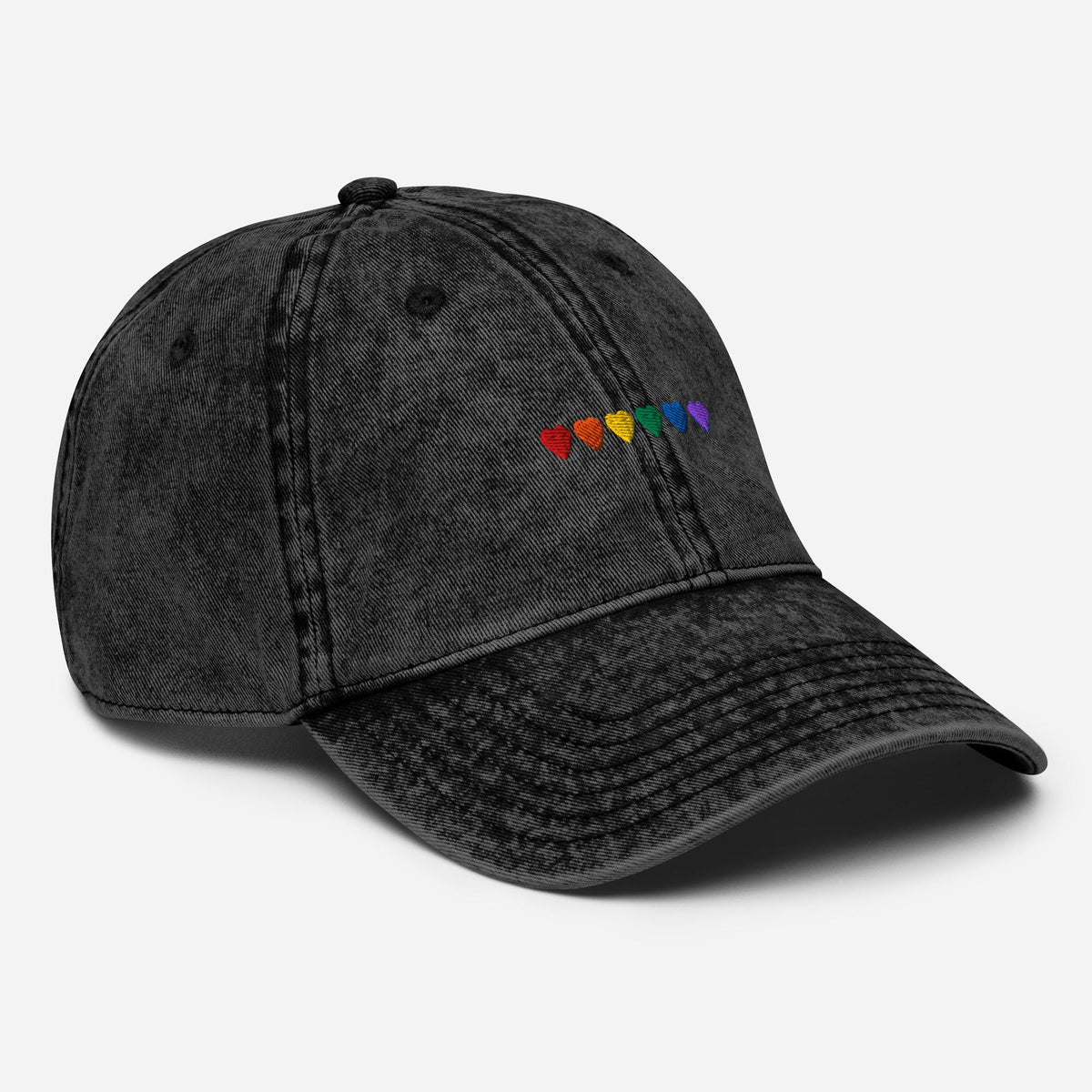 Vintage Rainbow Hearts Cap (bestickt)