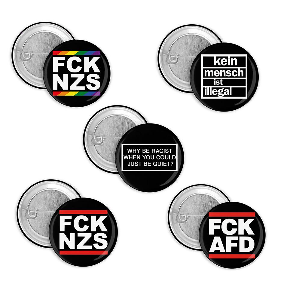Set aus fünf Buttons Politische Statements | 25mm