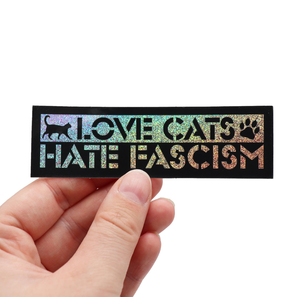 Glitzer Love cats hate fascism Sticker
