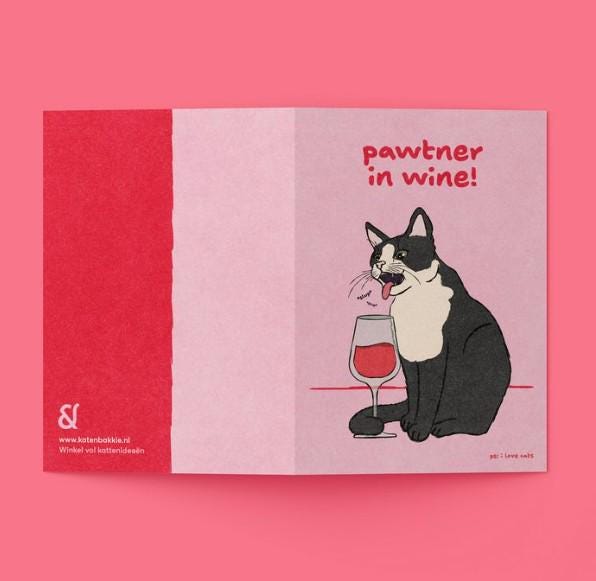 Pawtner in wine Grußkarte