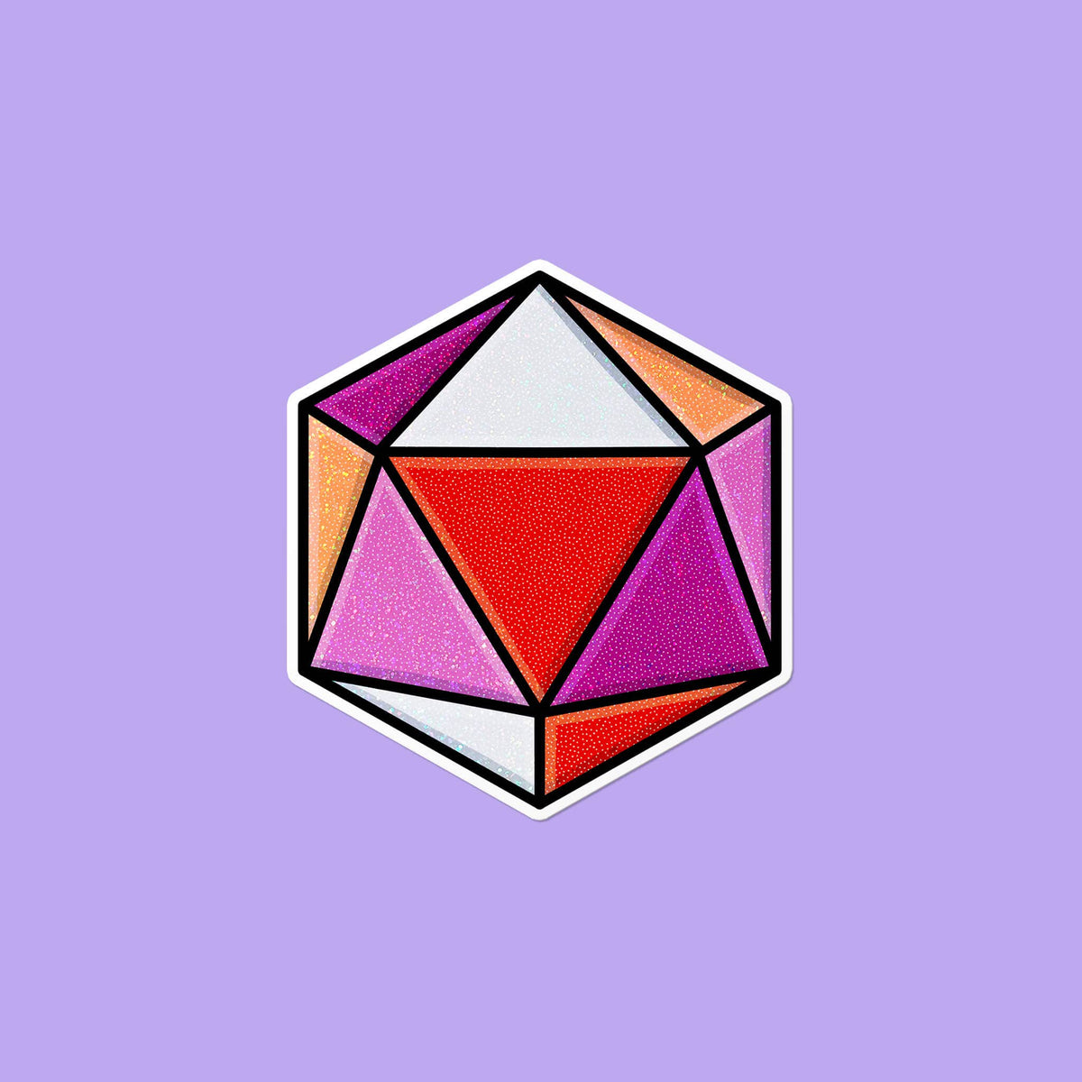 Lesbische D20-Würfel | LGBTQ+ Nerdy Gamer Holografischer Aufkleber
