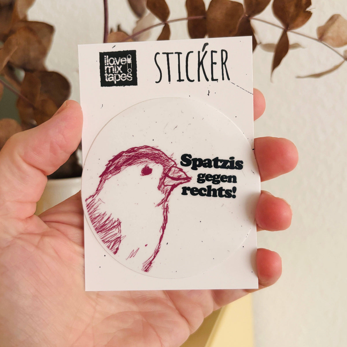 „Spatzis gegen rechts!“ Sticker – wetterfest
