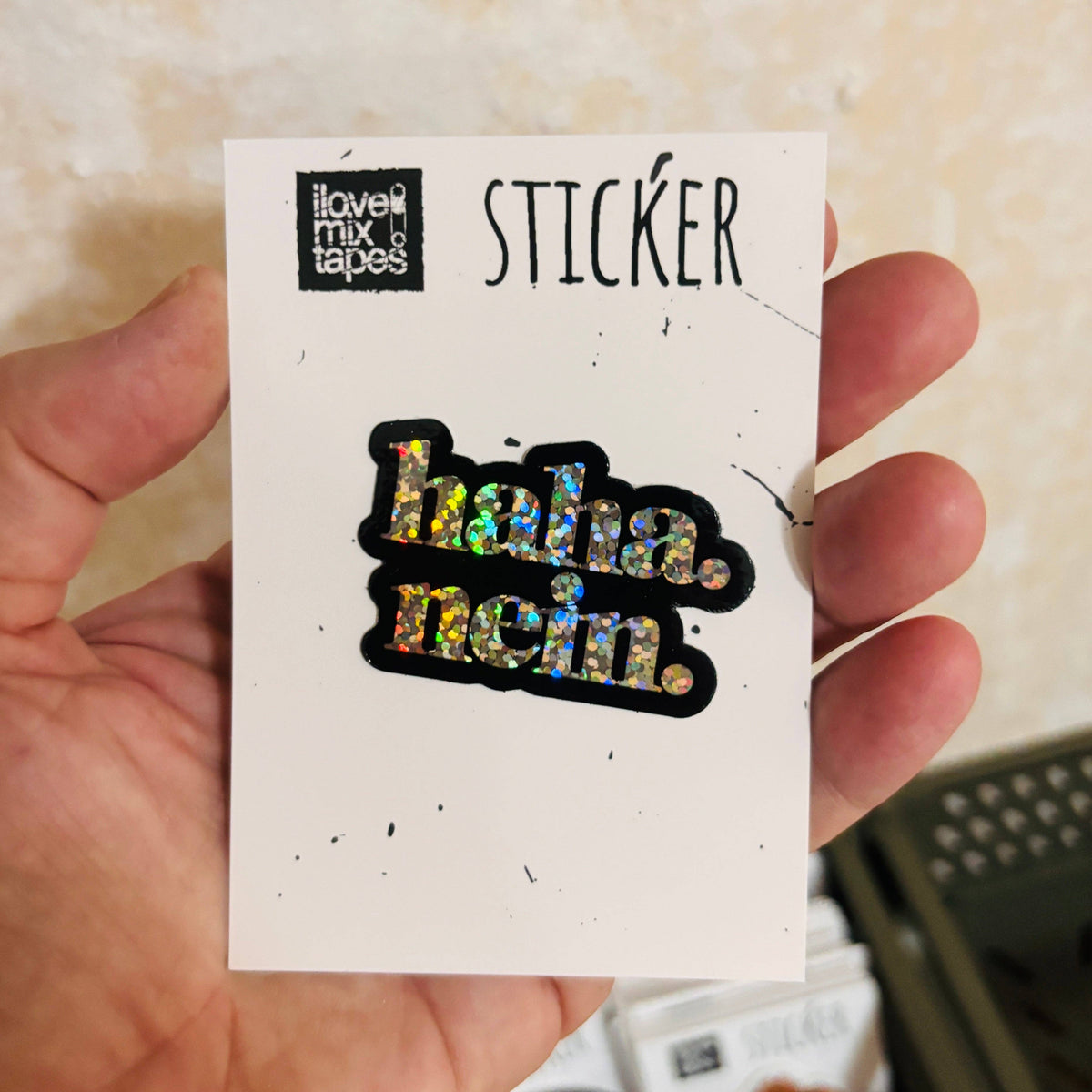 „haha. nein.“ Glitzersticker