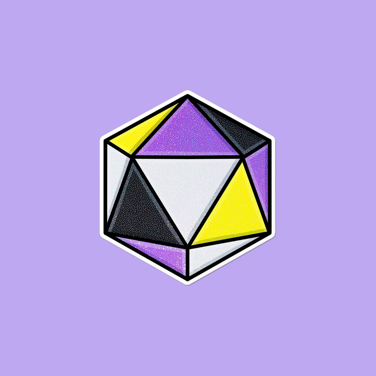 Nichtbinärer D20-Würfel | LGBTQ+ Nerdiger Gamer Holografischer Aufkleber